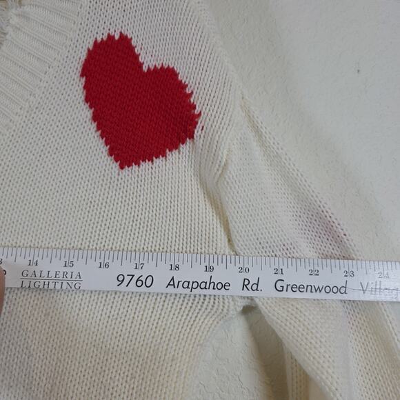 Bloom Chic Knit Sweater Red Heart Fringe Hems/cuff Size 14 - Picture 10 of 13